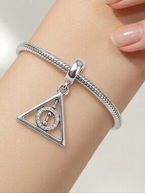 Harry Potter Wizard Inspired Triangle Charm ✨ Deathly Hallows Rhinestone Silver